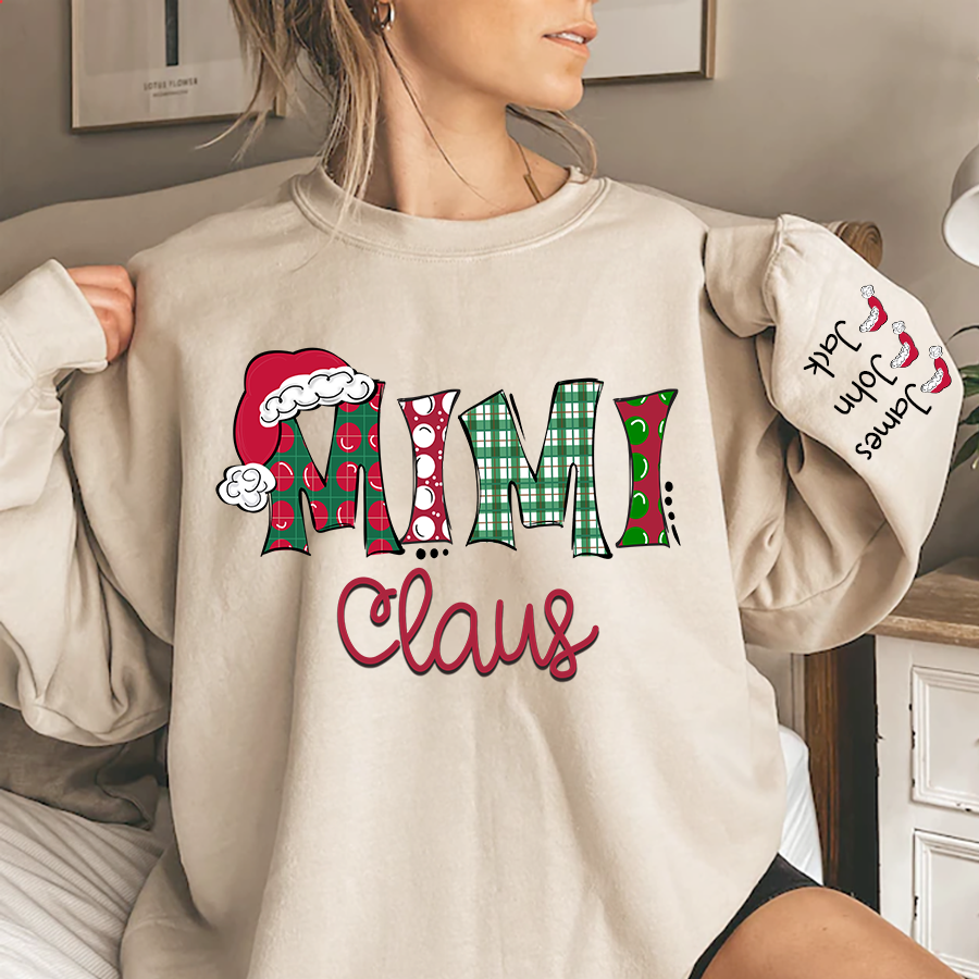 Mimi, Grandma Claus Christmas and Grandkids Sweatshirt
