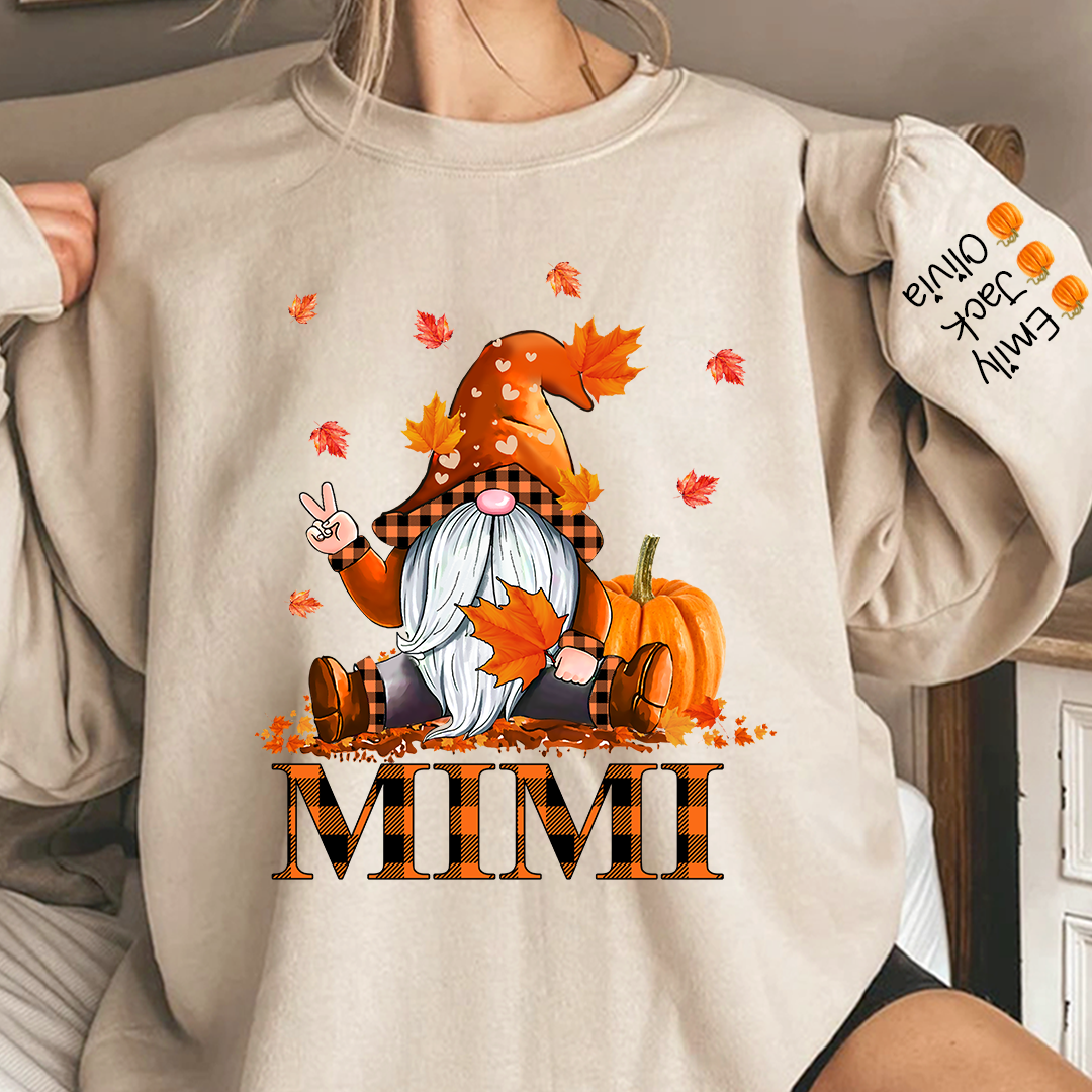 Mimi, Grandma Gnome Fall with Grandkids name Autumn Sweatshirt