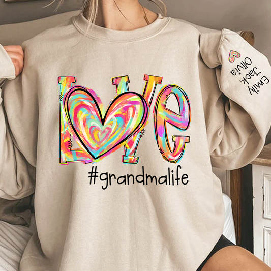 Love Grandma Life Fall Autumn Color Clipart And Grandkids Sweatshirt