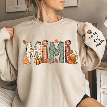 Mimi, Grandma, Nana Fall Doodle And Grandkids Autumn Sweatshirt