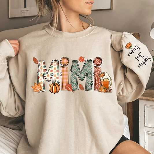 Mimi, Grandma, Nana Fall Doodle And Grandkids Autumn Sweatshirt