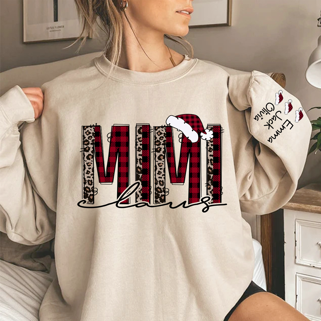 Personalized Mimi Claus Christmas And Grandkids Sweatshirt