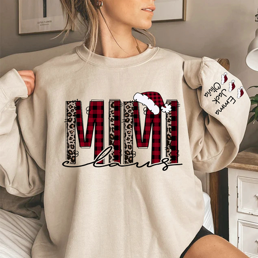 Personalized Mimi Claus Christmas And Grandkids Sweatshirt