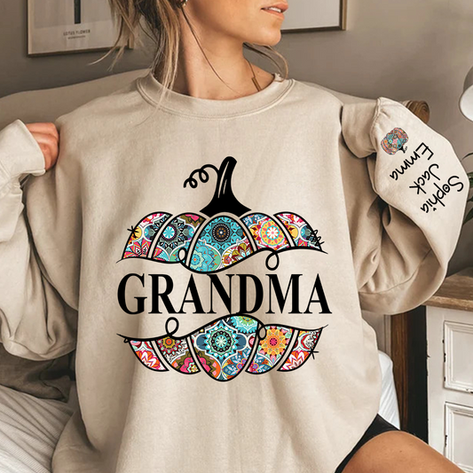Personalized Cut Pumpkin With Grandkid Trend autumn Sweatshirt