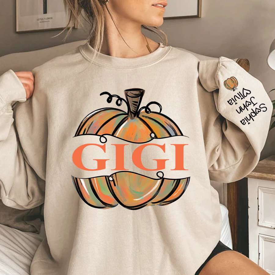 Personalized Gigi Pumpkins Color painted Autumn  Sweatshirt