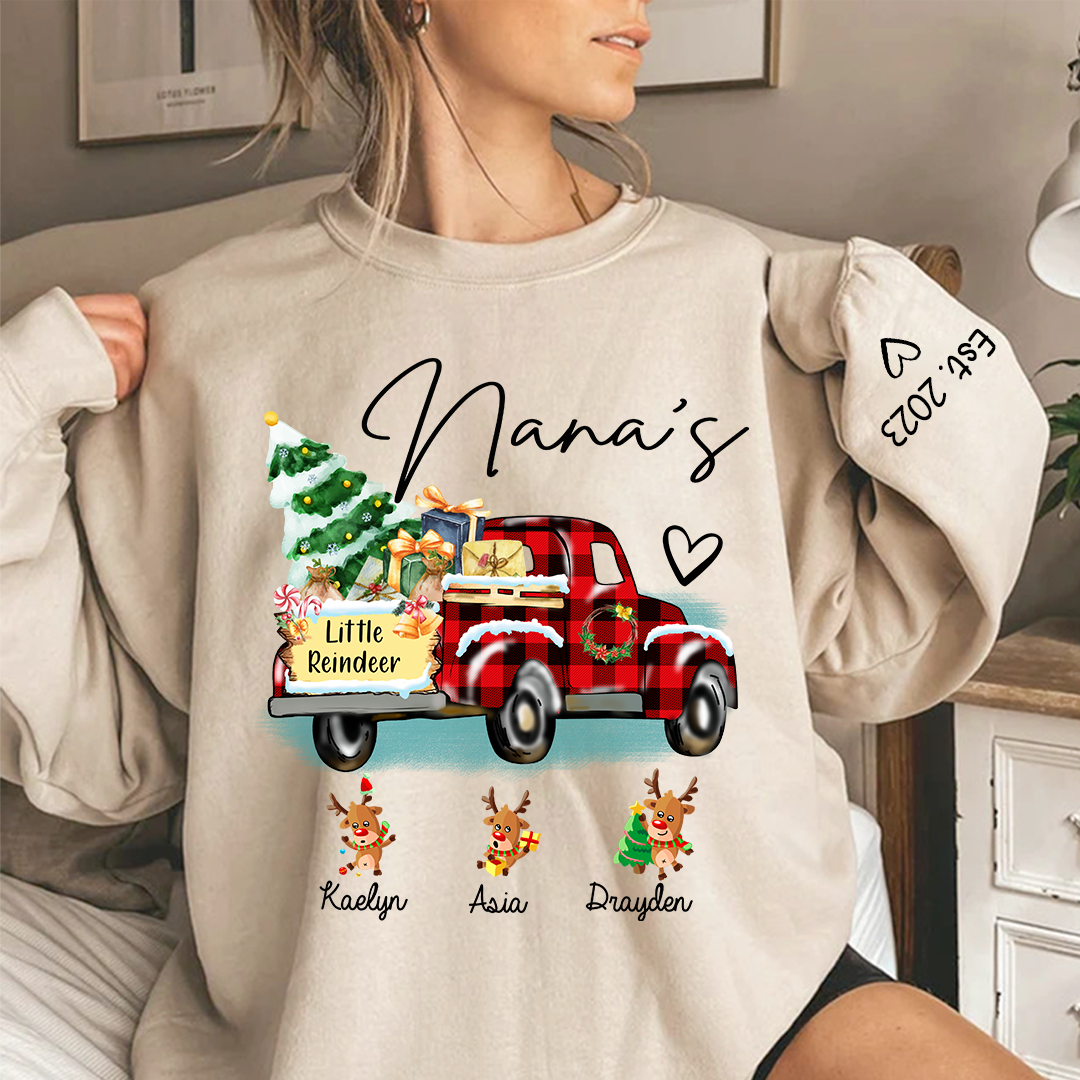 Nana's little reindeer Christmas And Grandkids Sweatshirt
