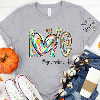 Love Grandma Life Fall Autumn Color Clipart Custom T-Shirt