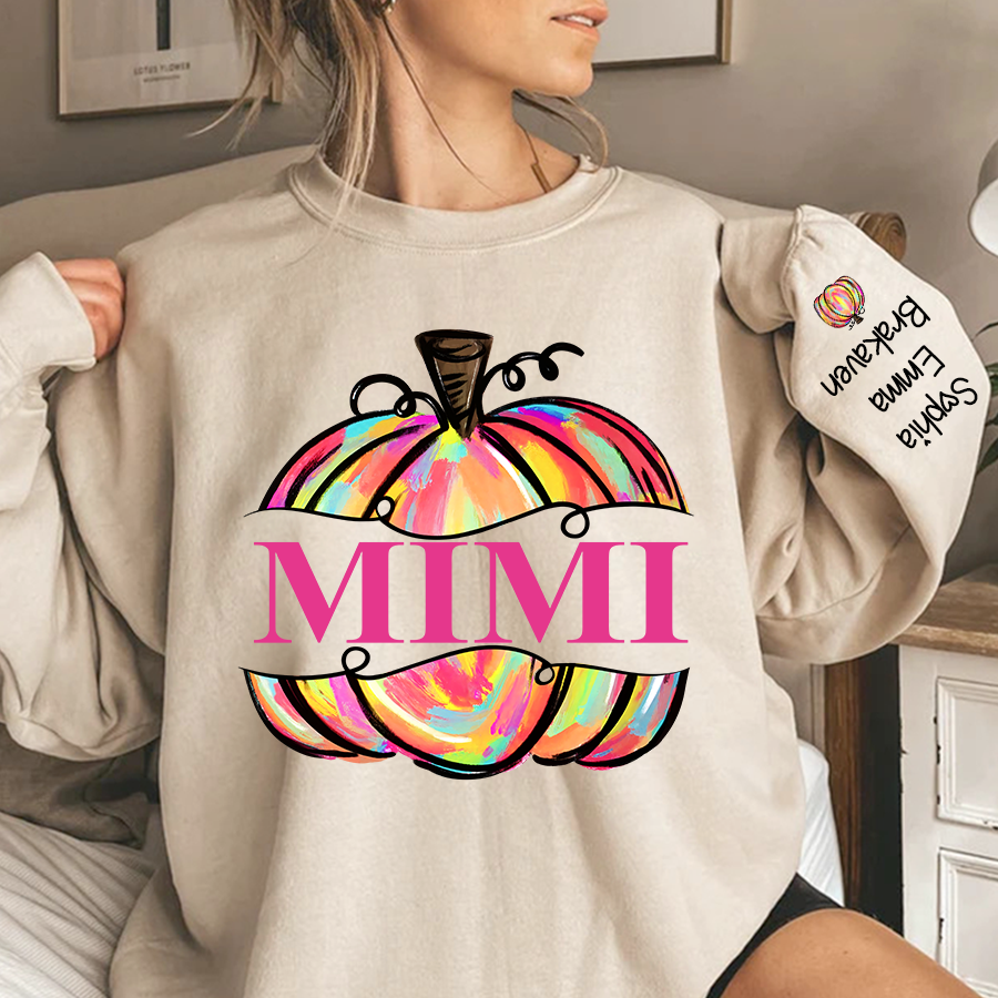 Personalized Mimi Painted Pumpkin Fall Autumn Sweatshirt