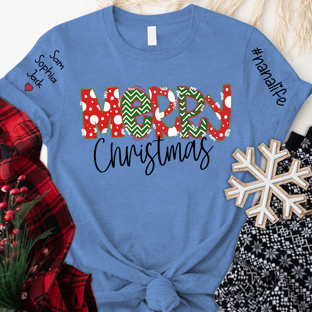 Merry Christmas Shirt, 2023 Christmas Nanalife, Custom Grandmalife Christmas T-Shirt