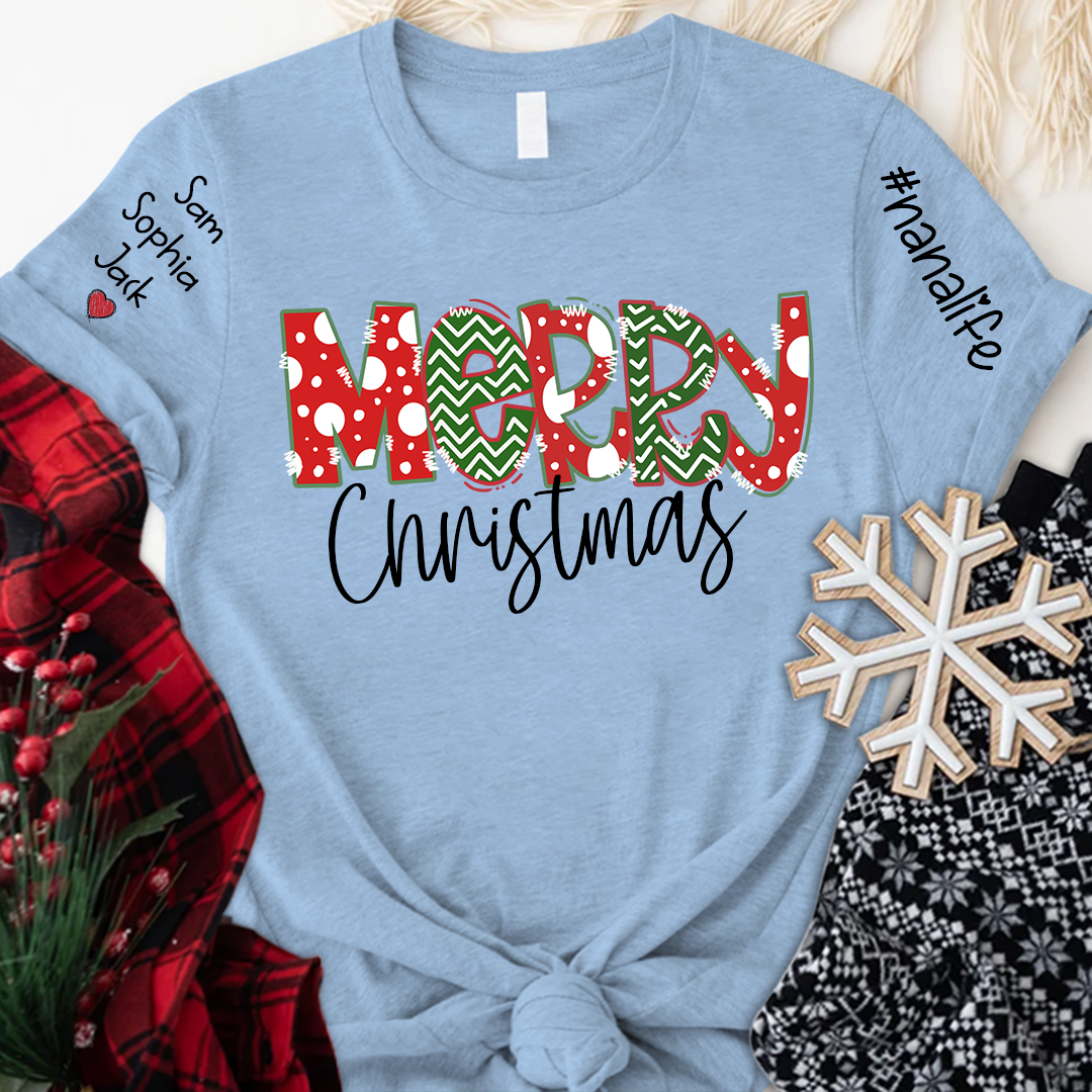 Merry Christmas Shirt, 2023 Christmas Nanalife, Custom Grandmalife Christmas T-Shirt