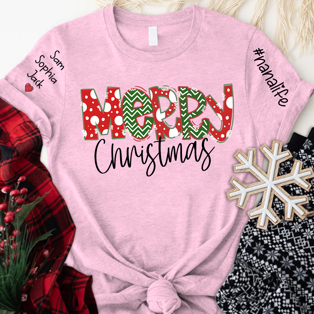 Merry Christmas Shirt, 2023 Christmas Nanalife, Custom Grandmalife Christmas T-Shirt