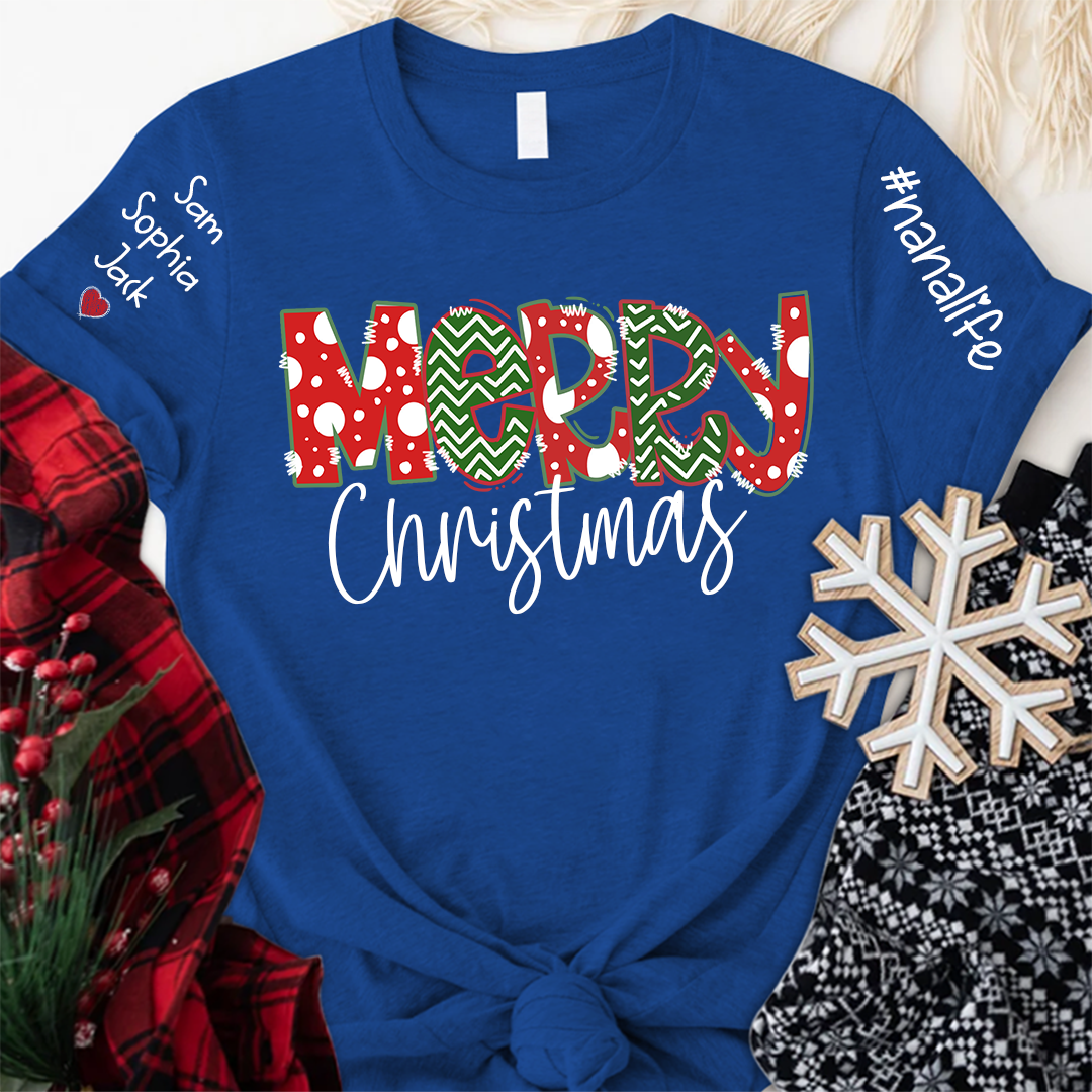 Merry Christmas Shirt, 2023 Christmas Nanalife, Custom Grandmalife Christmas T-Shirt