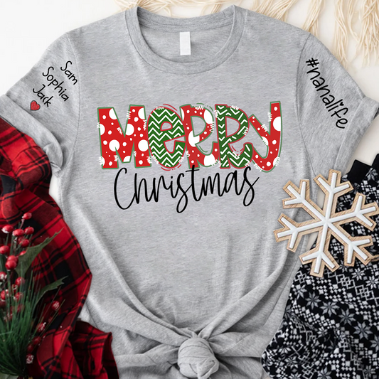Merry Christmas Shirt, 2023 Christmas Nanalife, Custom Grandmalife Christmas T-Shirt