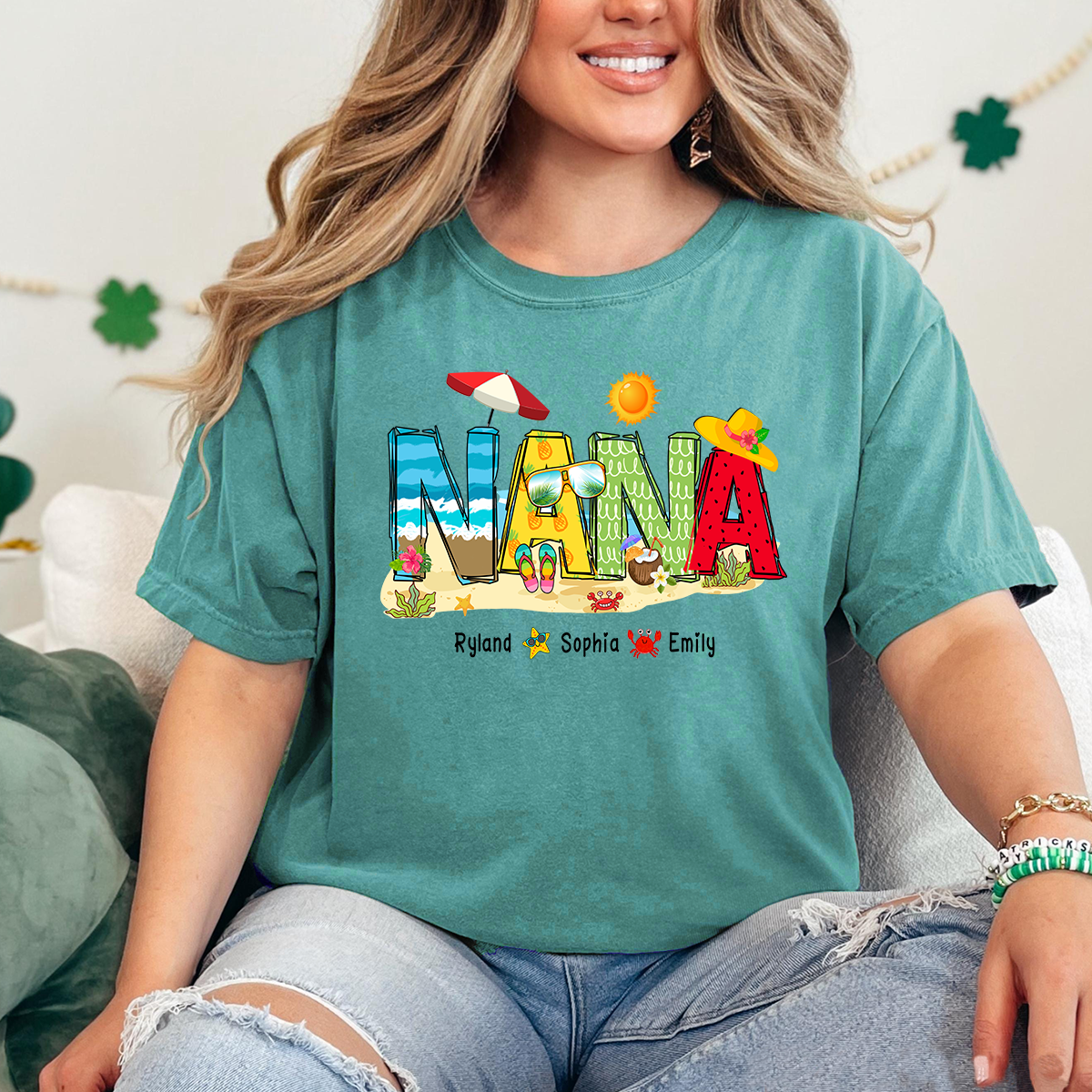 Custom Beach Mimi Shirt – Personalized Grandma T-Shirt with Grandkids Names