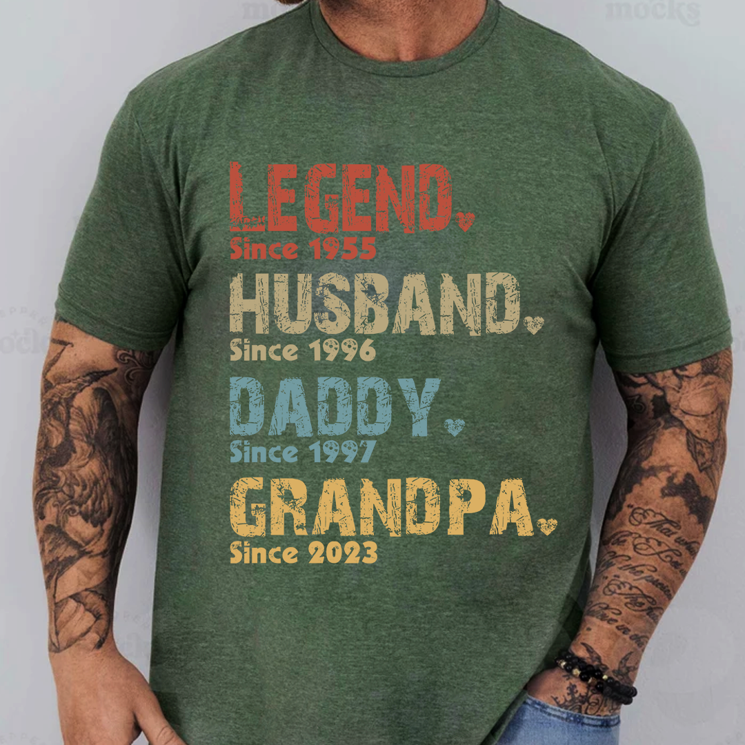 Legend Papa Custom Papa Grandpa Dad And Grandkis T-Shirt