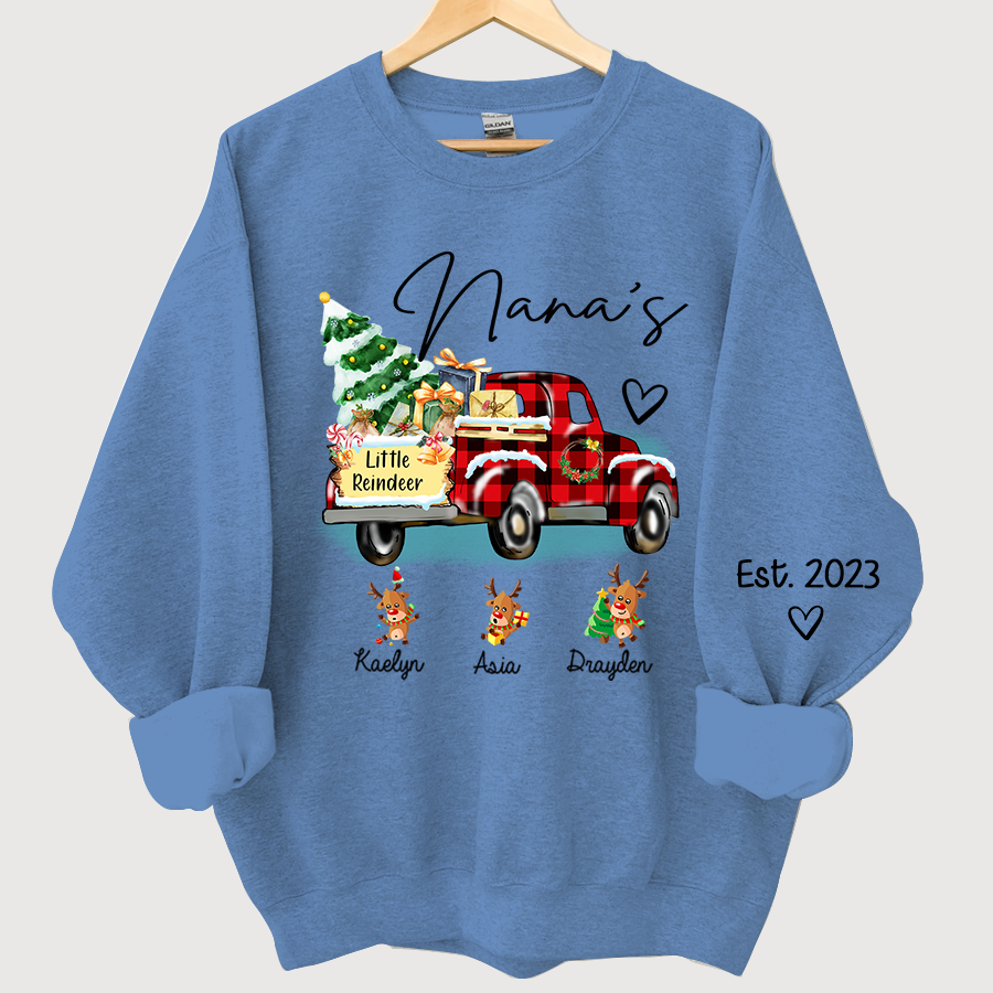 Nana's little reindeer Christmas And Grandkids Sweatshirt