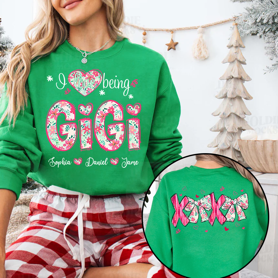 I Love Being Gigi Custom Grandma and Grandkids Sweatshirt