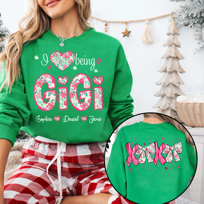 I Love Being Gigi Custom Grandma and Grandkids Sweatshirt