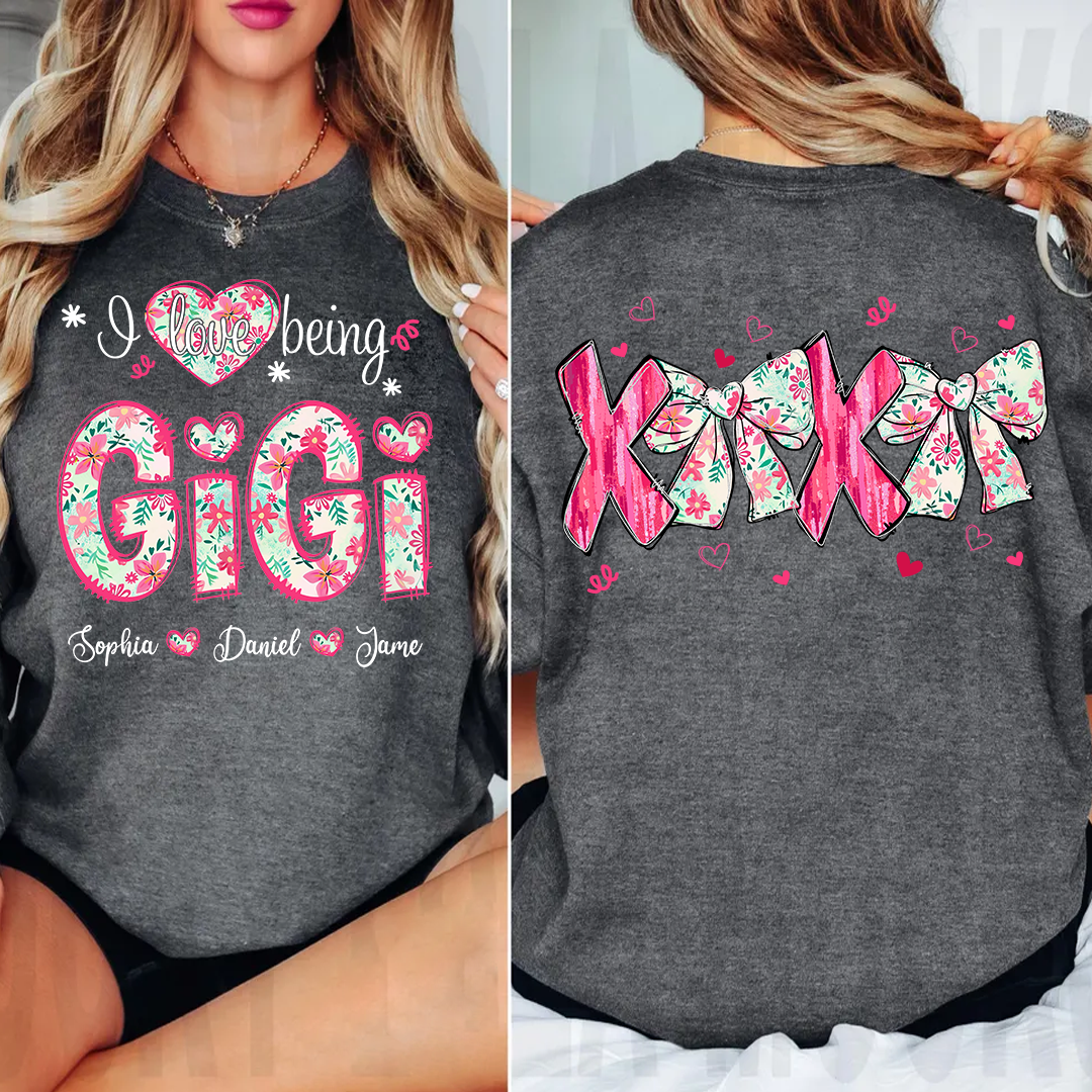 I Love Being Gigi Custom Grandma and Grandkids Sweatshirt