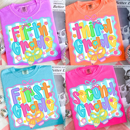 Preppy Back to School Coquette Teacher First Day of School Comfort Colors Shirt