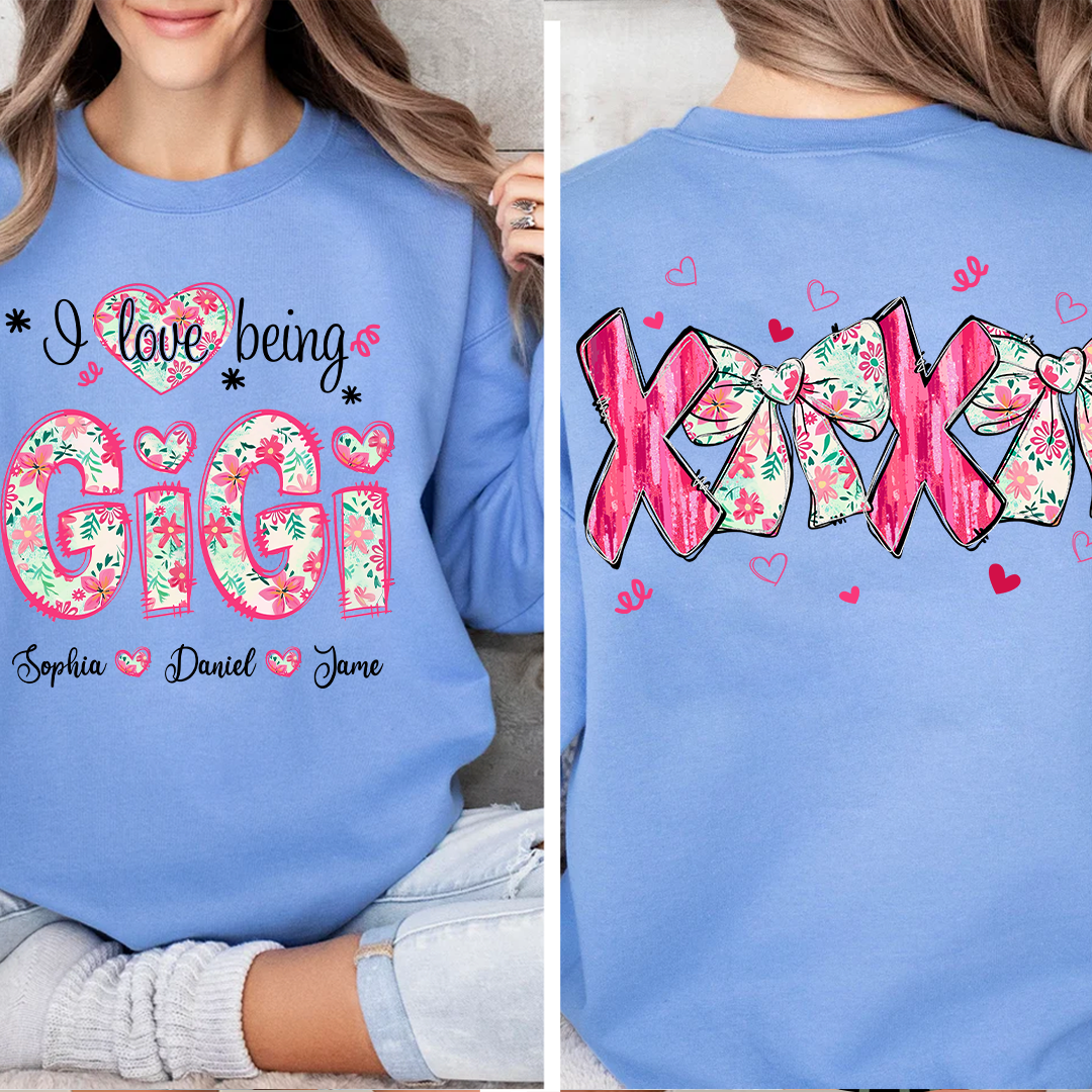 I Love Being Gigi Custom Grandma and Grandkids Sweatshirt