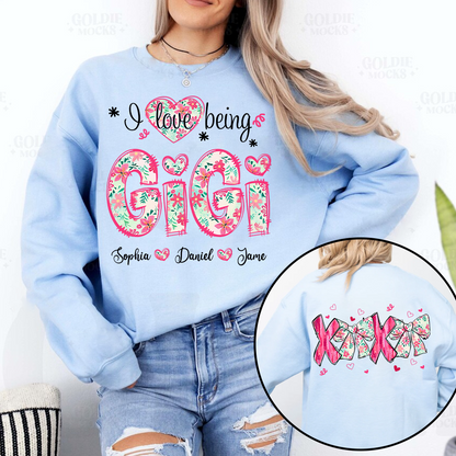 I Love Being Gigi Custom Grandma and Grandkids Sweatshirt