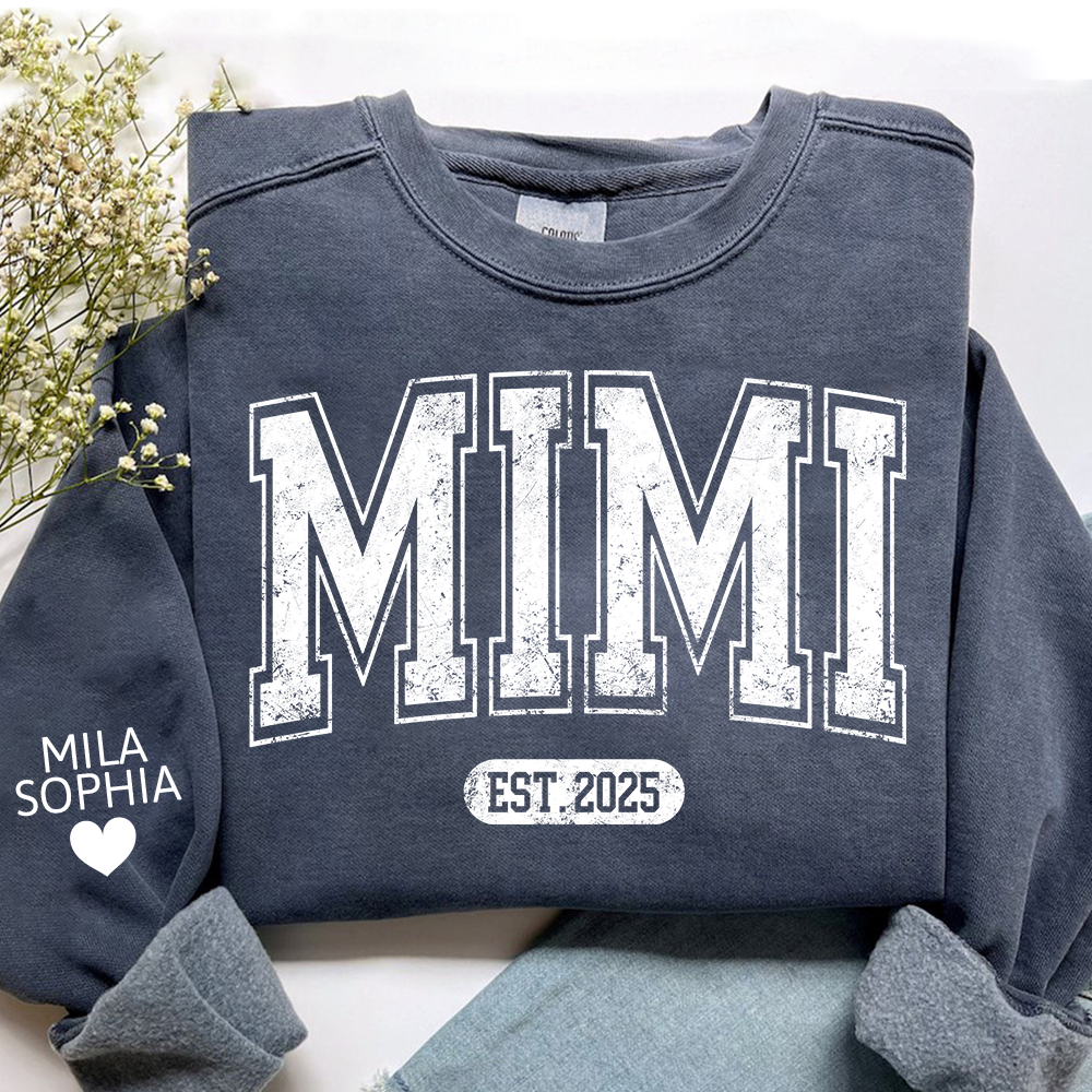 Mimi est with Grandkids’ Names, Custom Gift for Grandma Sweatshirt