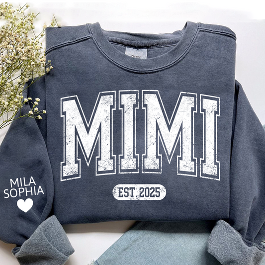Mimi est with Grandkids’ Names, Custom Gift for Grandma Sweatshirt