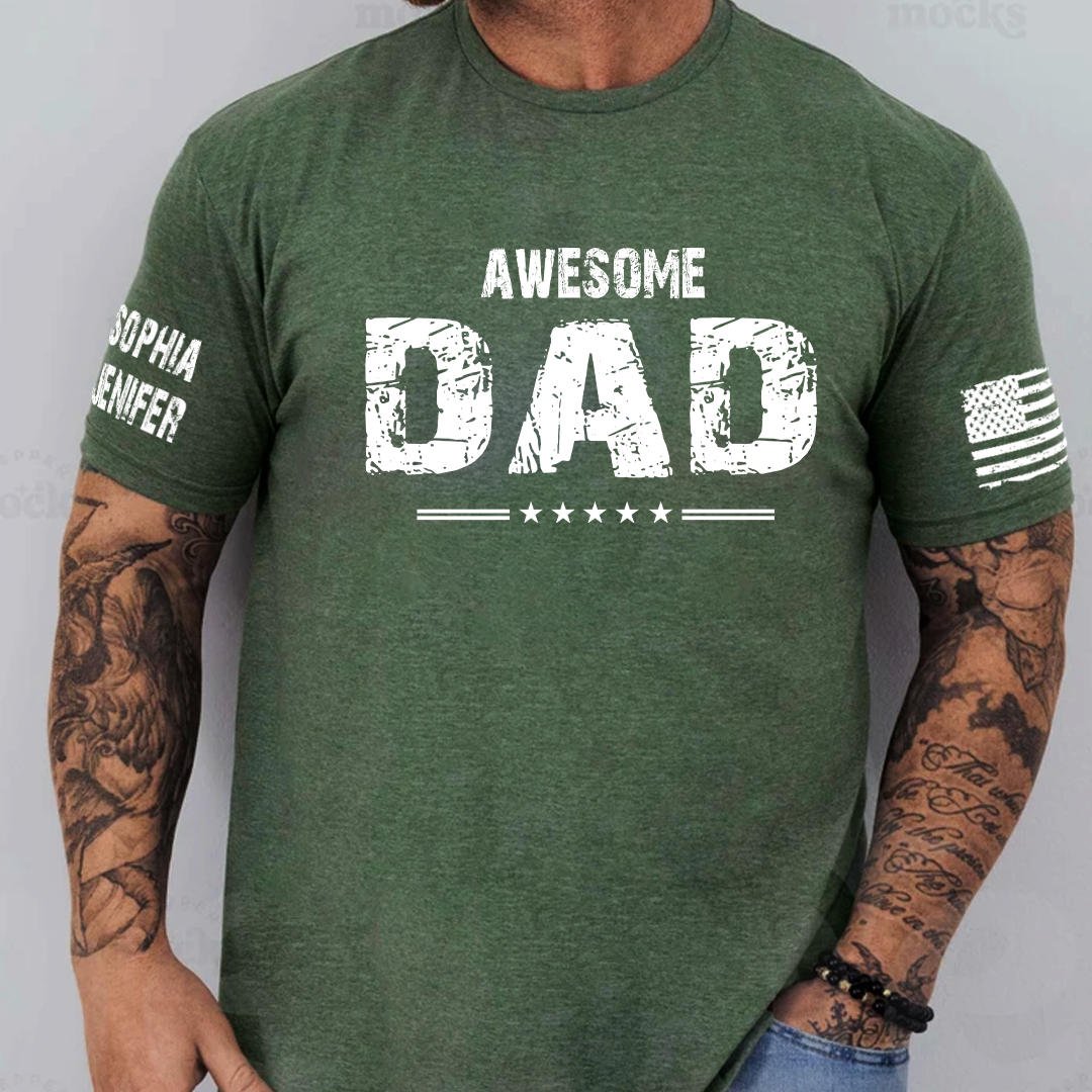 Awesome Grandpa And Grandkids Personalized CTH01 T-Shirt