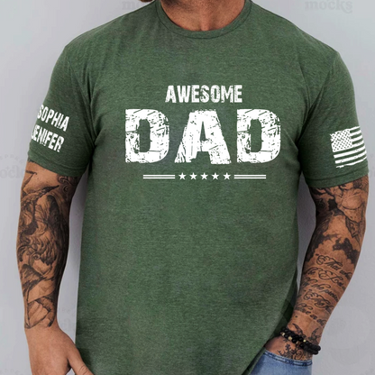 Awesome Grandpa And Grandkids Personalized CTH01 T-Shirt