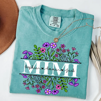 Comfort Colors® Mimi Wildflower And Grandkids Shirt Gift for Grandma, Mother's Day