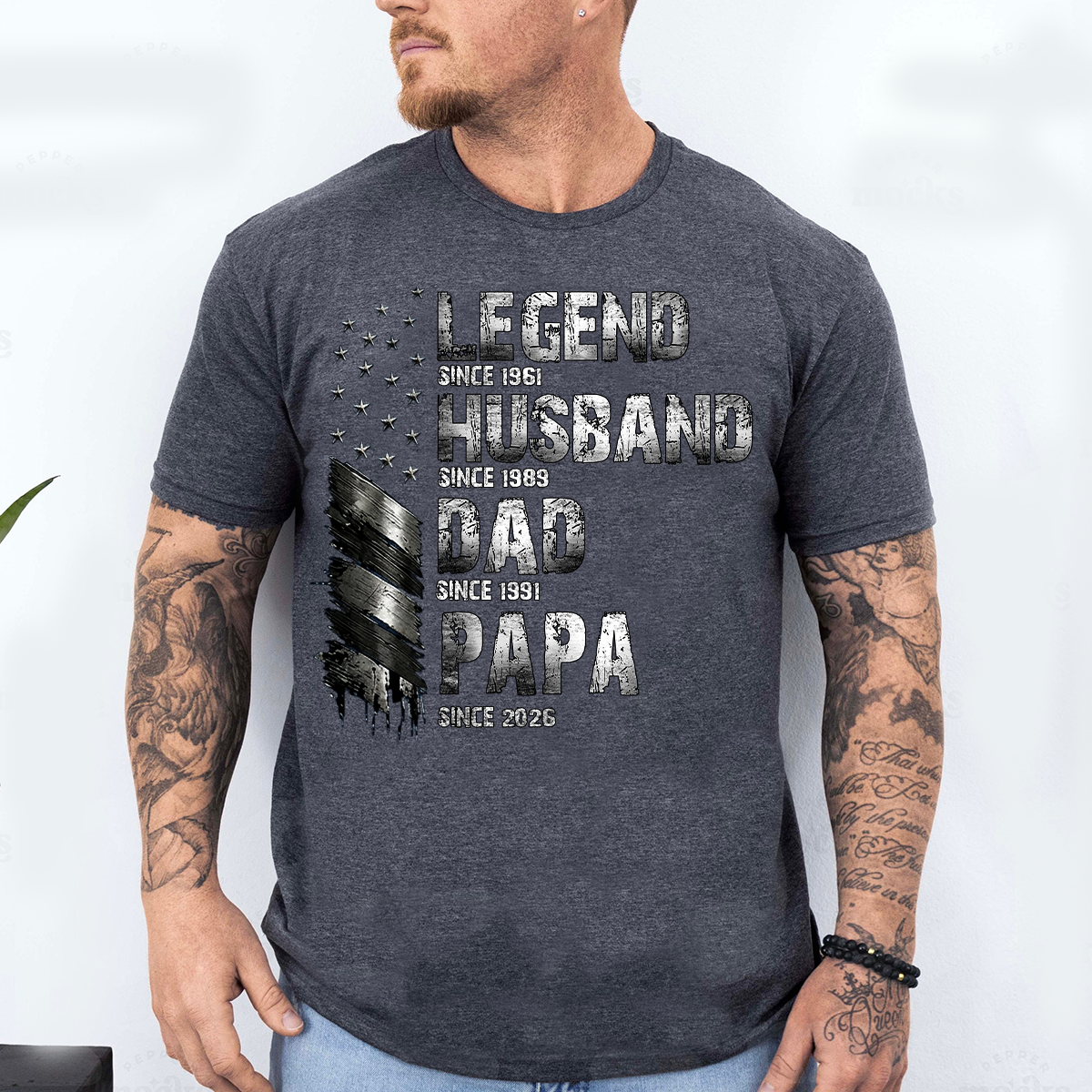 Papa Man Myth Legend Shirt, Custom Family Name Shirt, Patriotic Papa T-shirt, Personalized Father's Day Gift, Gift for Dad, Grandpa Shirt, Custom Name Tee