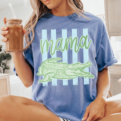 Comfort Colors® Personalized Mama Crocodile Shirt, Custom Mom Mom Life Shirt, Cute Alligator Mama Tee, Mother’s Day Birthday Gift for Mom, Family Name Shirt