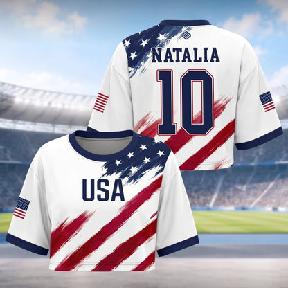 Custom Women's USA 2026 Jersey Crop Tee - Personalized Birthday Gifts For Soccer Lovers, Sports Fans, Sports Lovers - Wear Your American Pride