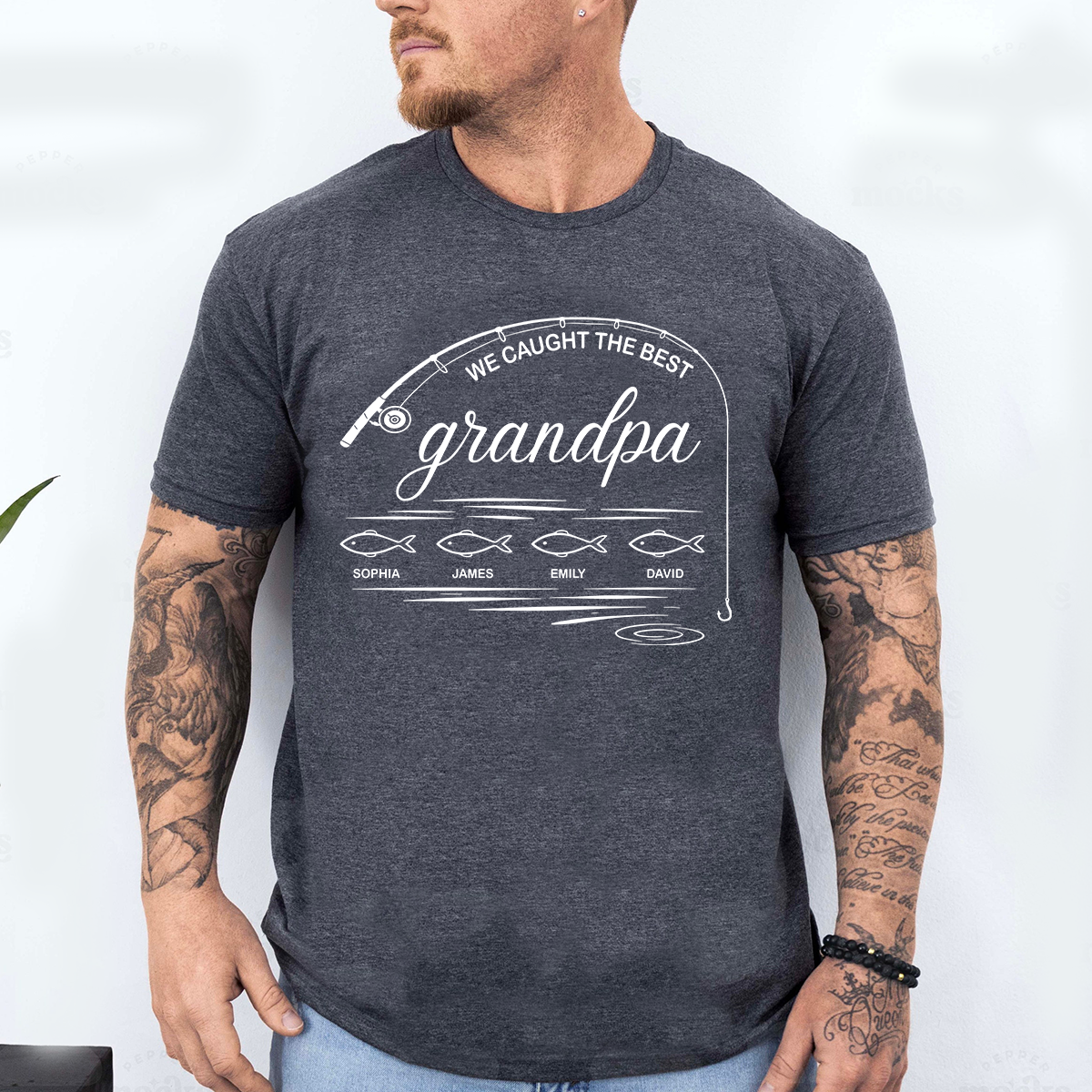 We Caught the Best Grandpa Fishing Shirt, Personalized Grandpa T-Shirt with Kids Names, Custom Fisherman Gift for Grandpa
