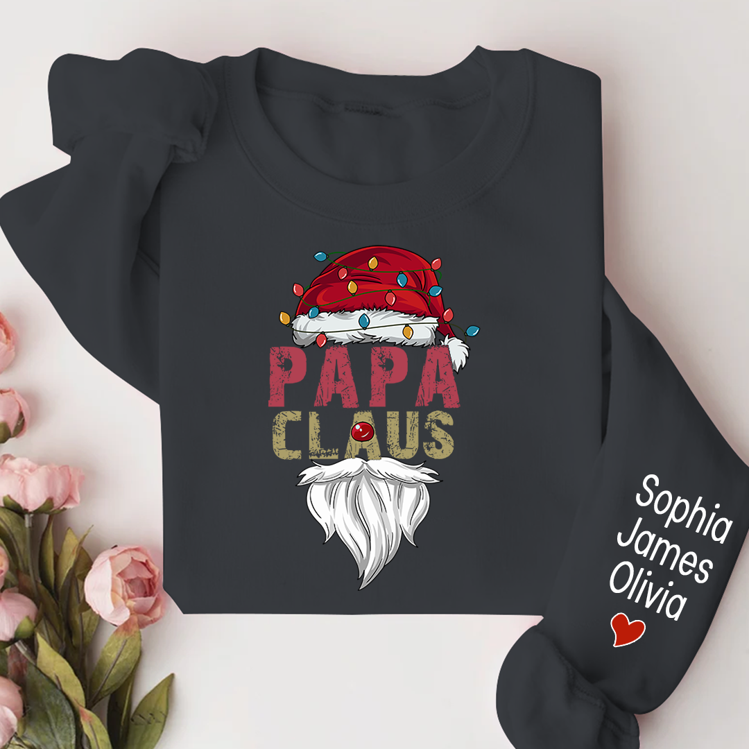 Merry Christmas Papa Claus, Dad Claus 2023 And Custom Name Kids Sweatshirt
