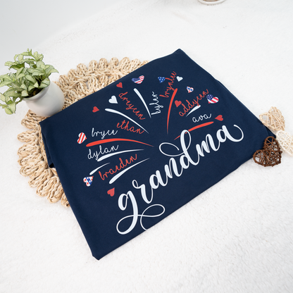 Firework America Flag Grandma And Kids