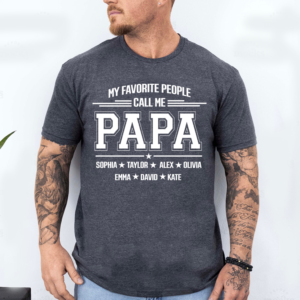 Personalized Papa Shirt with Grandkids Names, My Favorite People Call Me Papa, Custom Grandpa Family T Shirt, Father's Day Gift for Papa