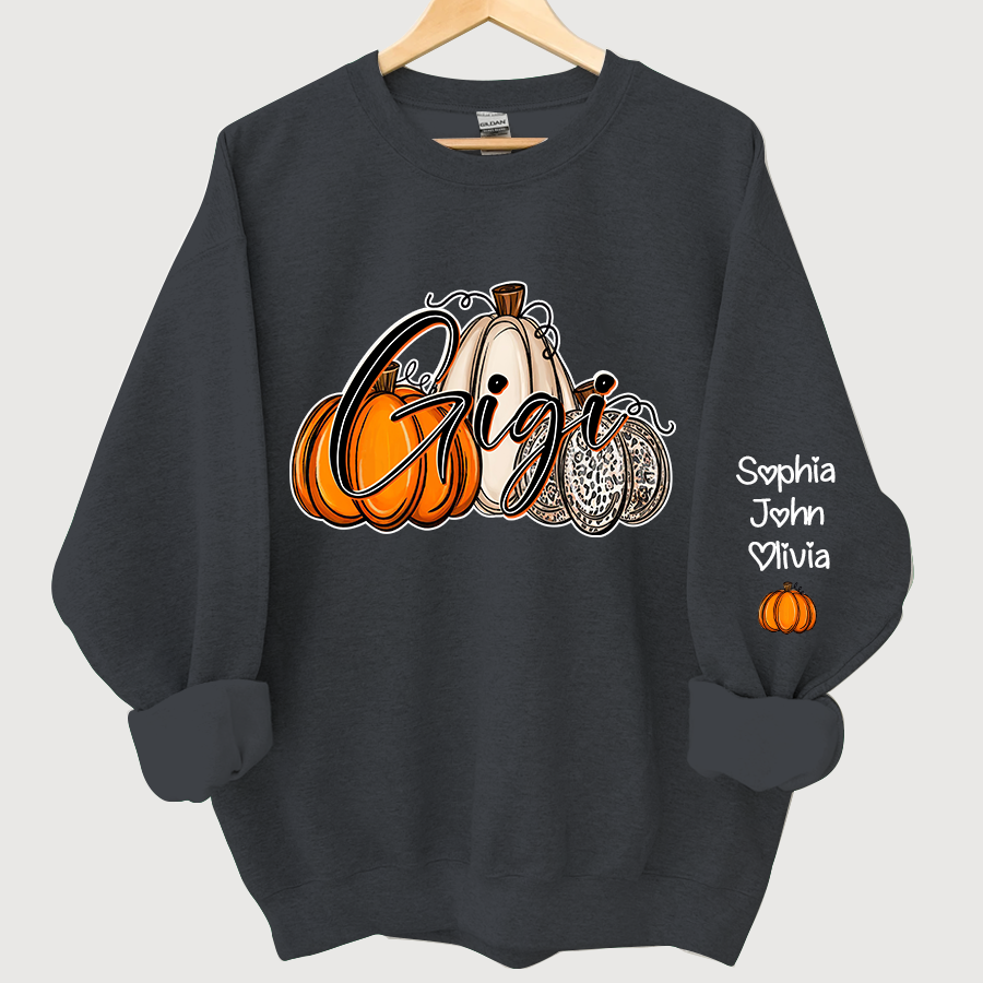 Personalized Gigi, Grandma Pumpkins Autumn And Grandkids Sweatshirt
