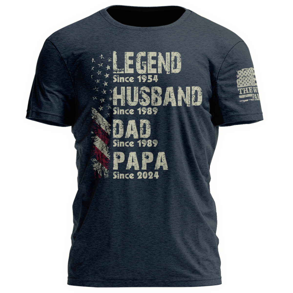 Legend Husband Dad Grandpa Shirt, Personalized Christmas Gift for Grandpa 2025, Custom Family Year Shirt for Dad Husband, Vintage American Flag Tee for Men