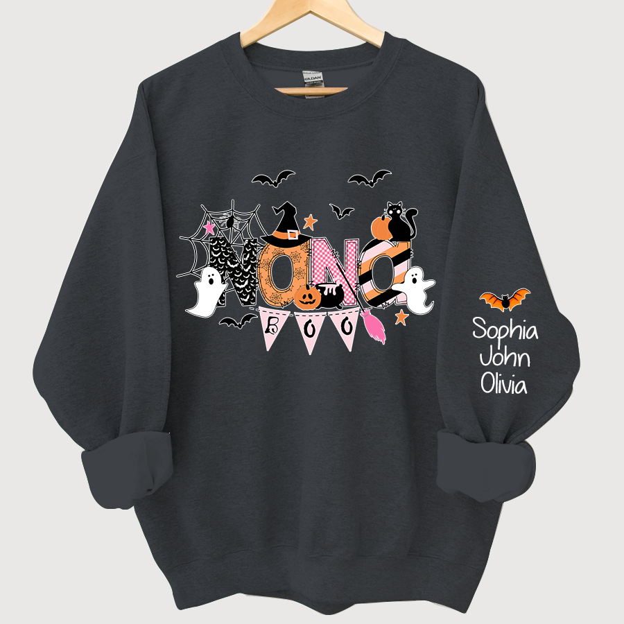 Personalized Nana Halloween Doodle Alphabet Witch Ghost Pumpkin Bat Sweatshirt
