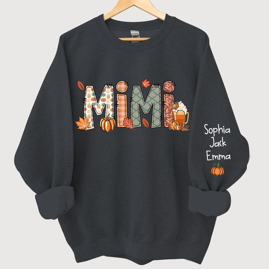 Mimi, Grandma, Nana Fall Doodle And Grandkids Autumn Sweatshirt