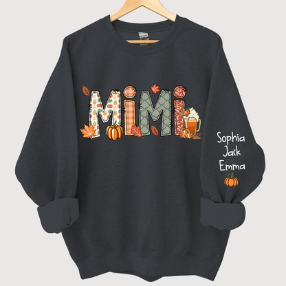 Mimi, Grandma, Nana Fall Doodle And Grandkids Autumn Sweatshirt