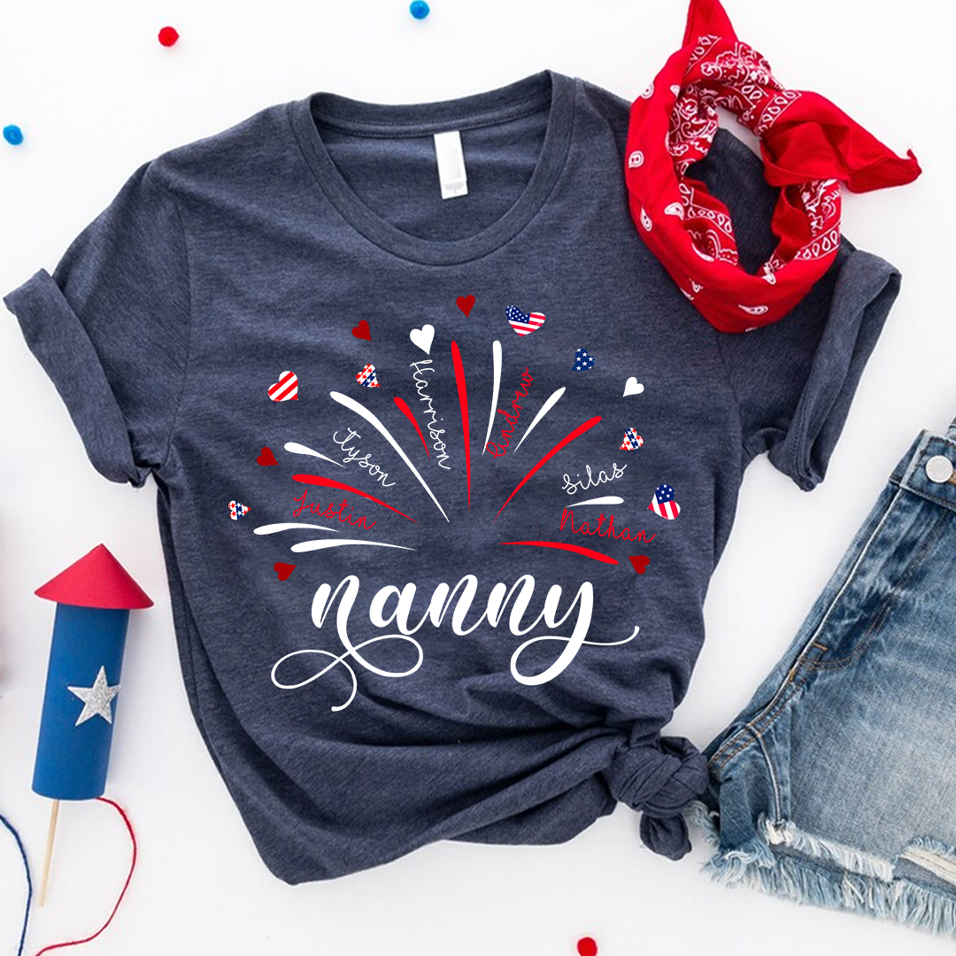 Firework America Flag Grandma And Kids