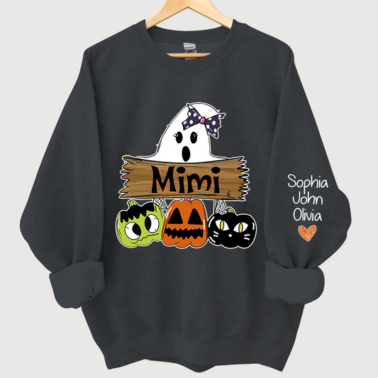 Pumpkin Ghost Halloween Mimi,Grandma And Grandkids Sweatshirt