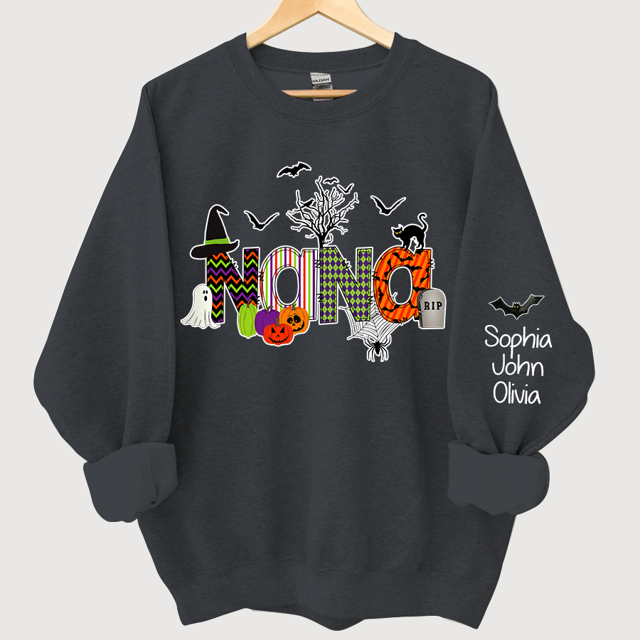 Personalized Halloween Doodle Alphabet Nana Grandma Grandkids Sweatshirt