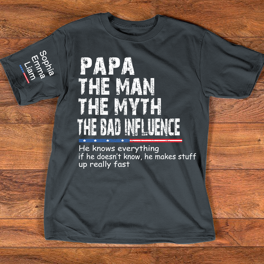 Personalized Dad Papa Grandpa Shirt, Custom Papa Legend Influence T-Shirt, Custom Birthday Fathers Day Gift, Funny Family