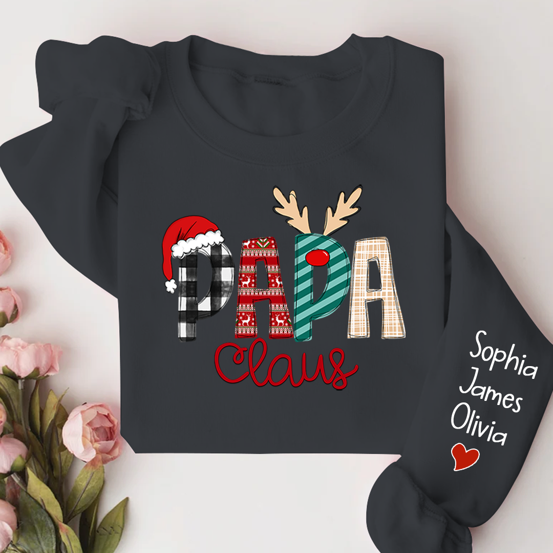 Personalize Merry Christmas Papa Claus, Dad Claus Gift Custom Name Kids Sweatshirt