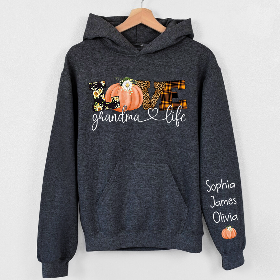 Personalized Love Grandma Life Fall Season Pumpkin Hoodie