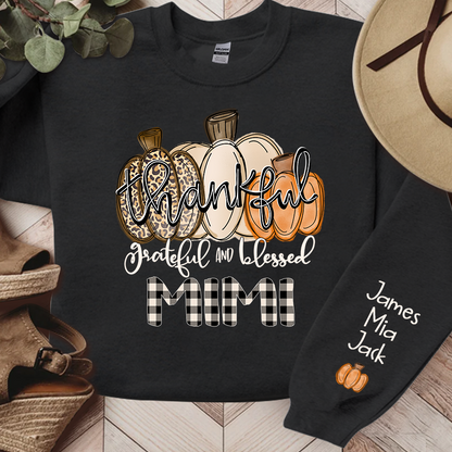 Thankful Grateful And Blessed Grandma Pumpkin Fall Sweatshirt
